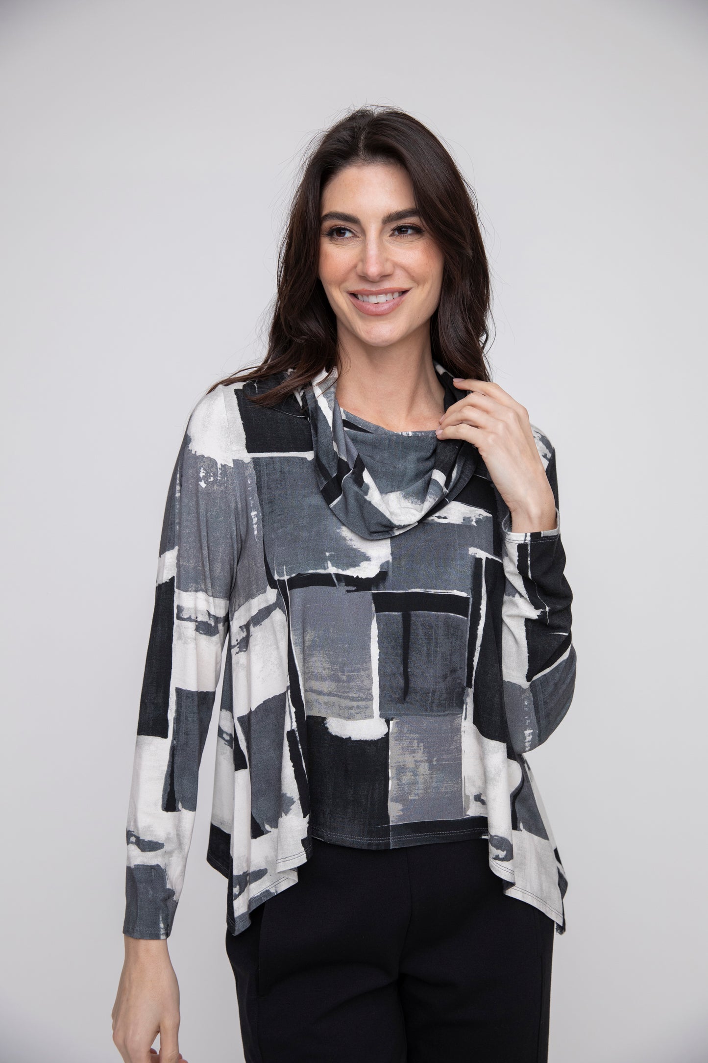 LIV BY HABITAT ARTHOUSE KNITS TILES COWL NECK TOP