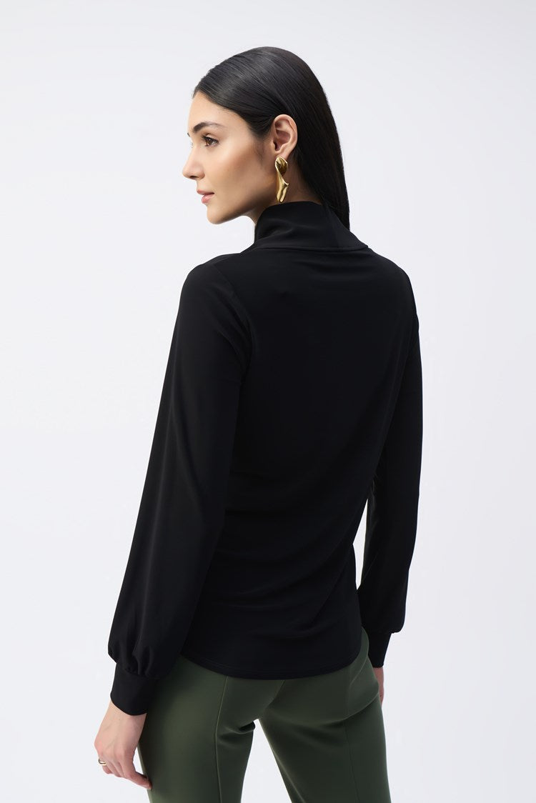 JOSEPH RIBKOFF SILKY KNIT STRAIGHT COWL COLLAR TOP