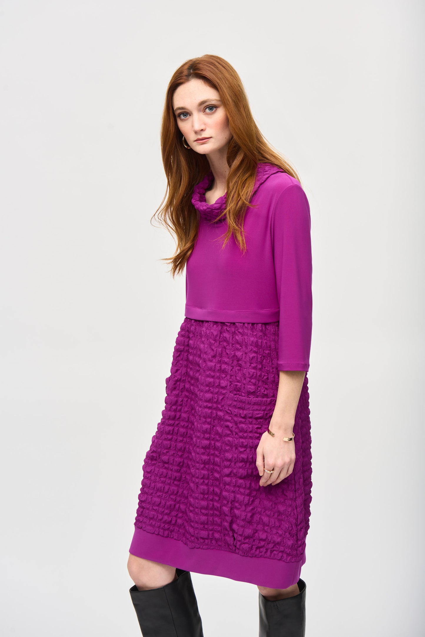 JOSEPH RIBKOFF JACQUARD AND SILKY KNIT CACOON DRESS