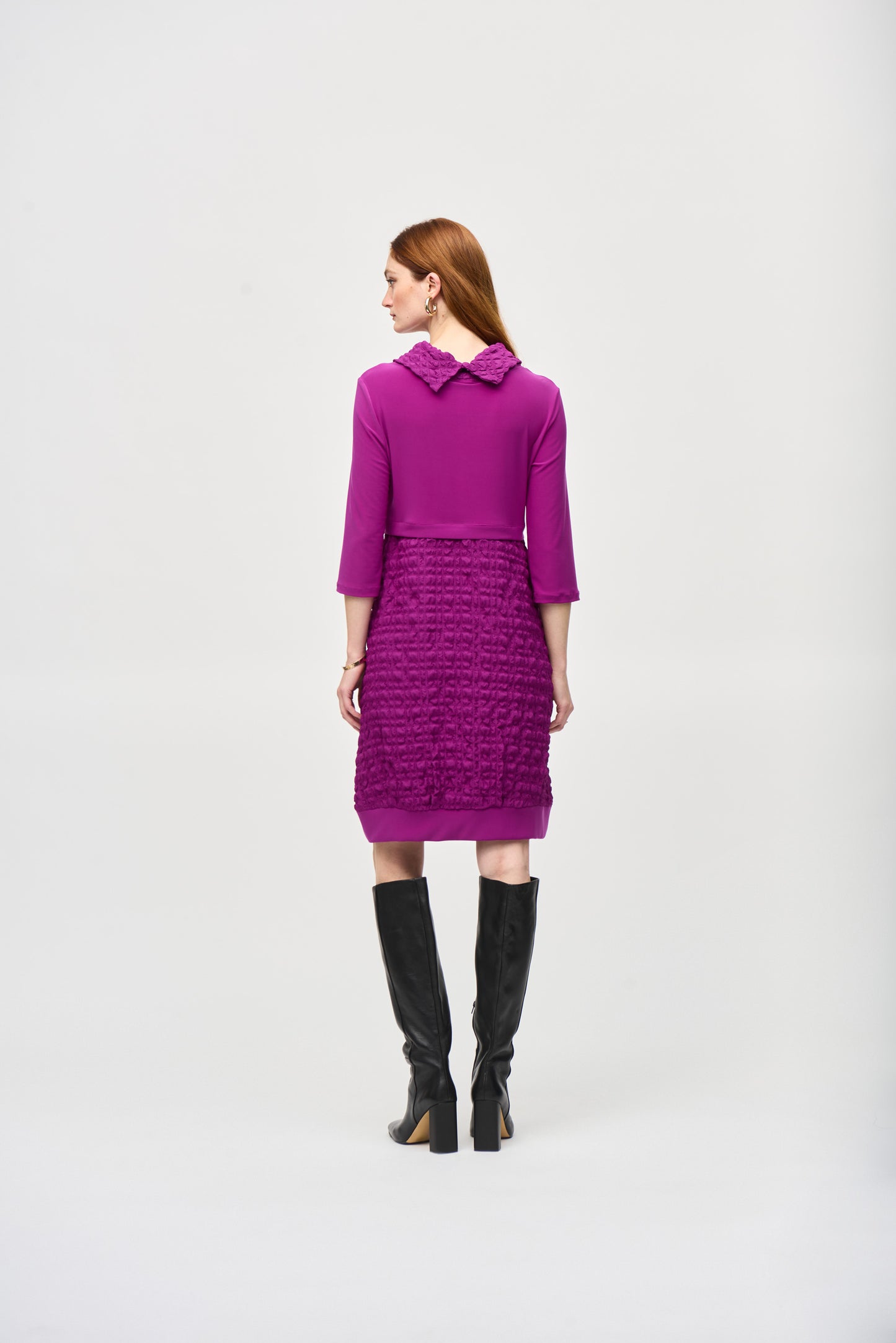 JOSEPH RIBKOFF JACQUARD AND SILKY KNIT CACOON DRESS