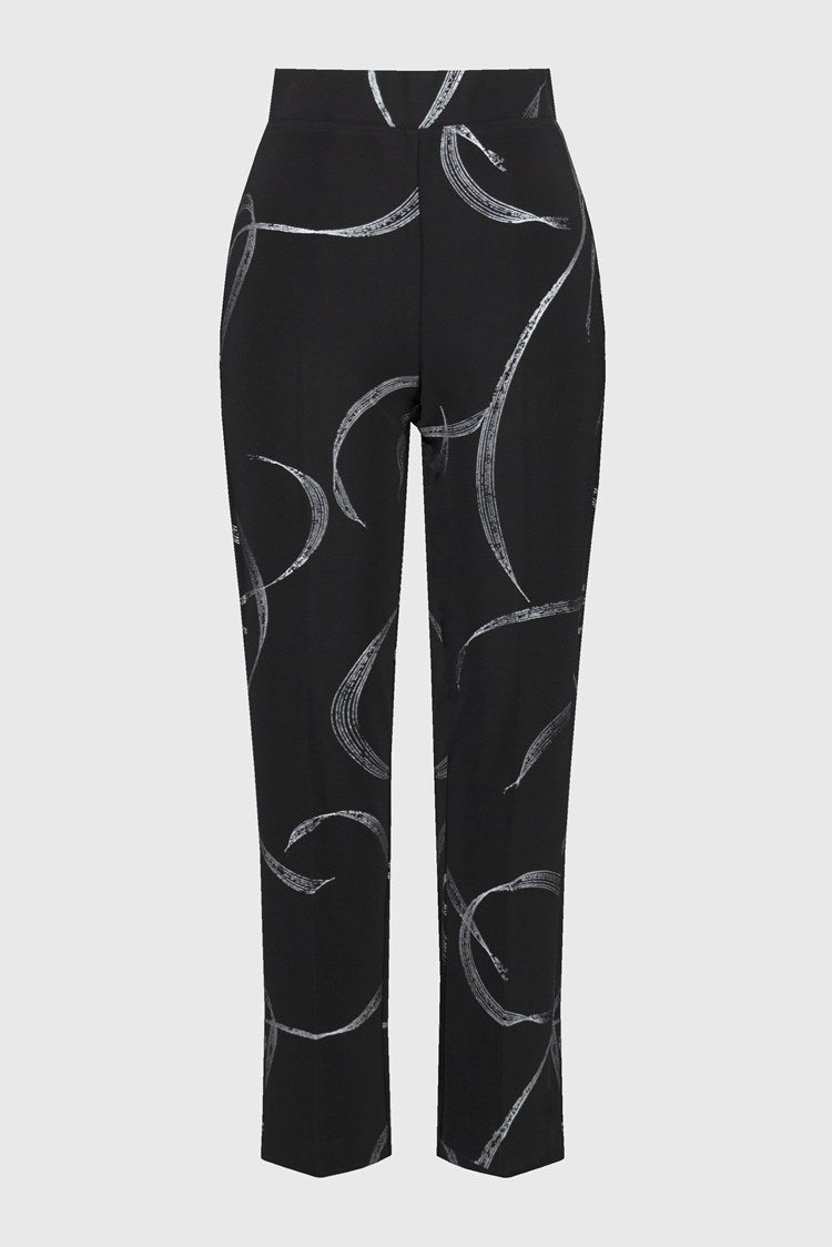 JOSEPH RIBKOFF SILKY KNIT ABSTRACT PRINT PULL-ON PANTS