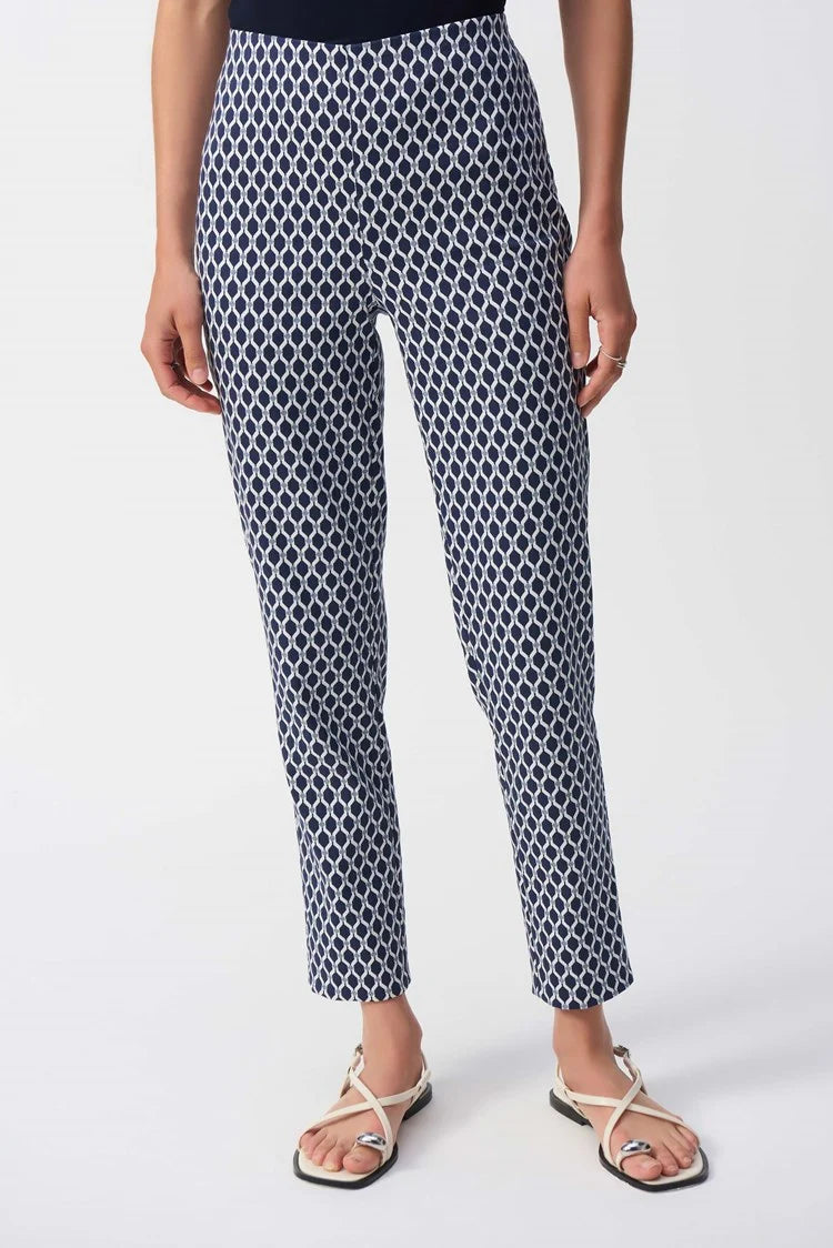 JOSEPH RIBKOFF GEOMETIRC PRINT SLIM FIT PANTS