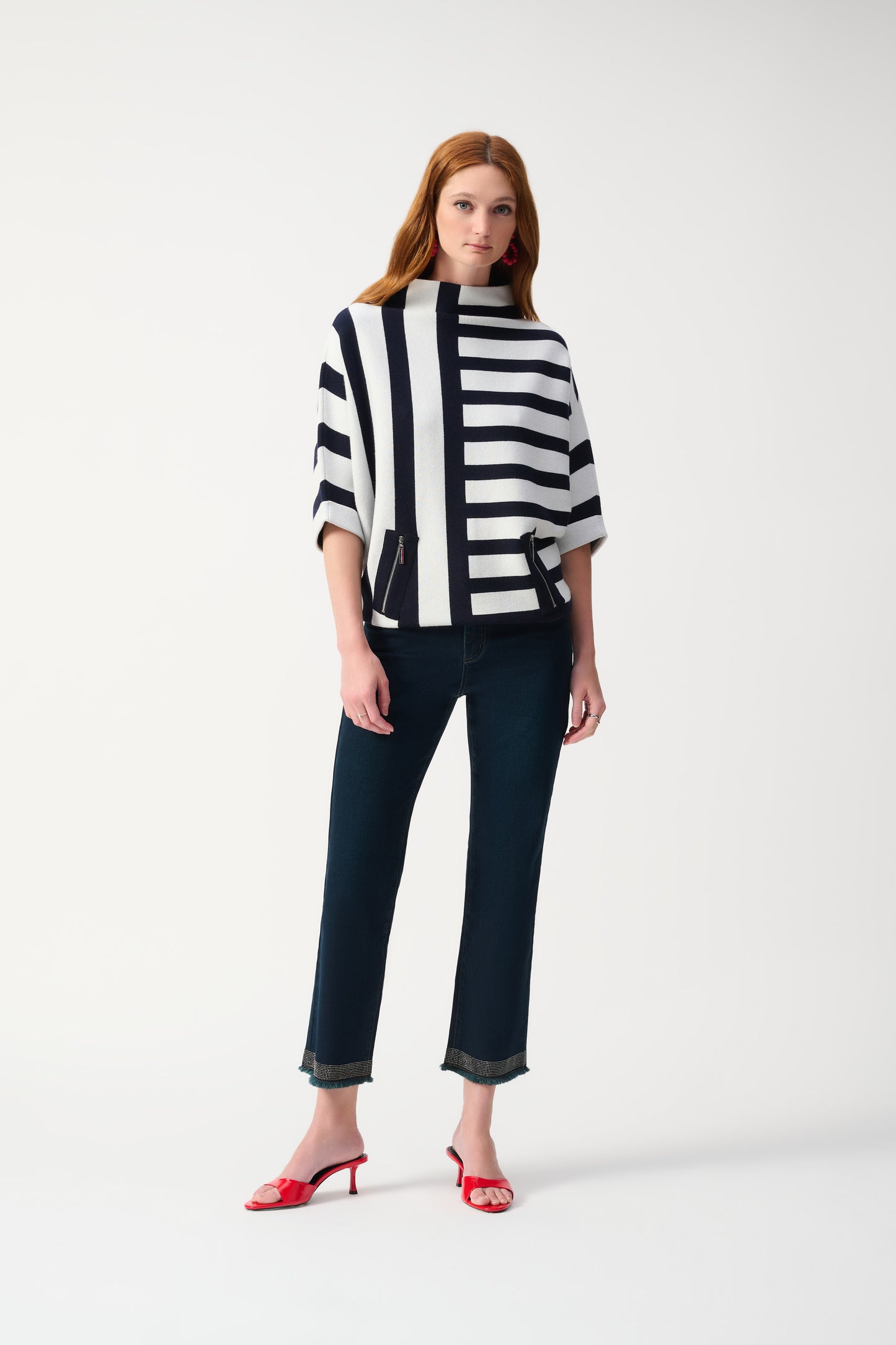 JOSEPH RIBKOFF JACQUARD STRIPE SWEATER KNIT PULLOVER