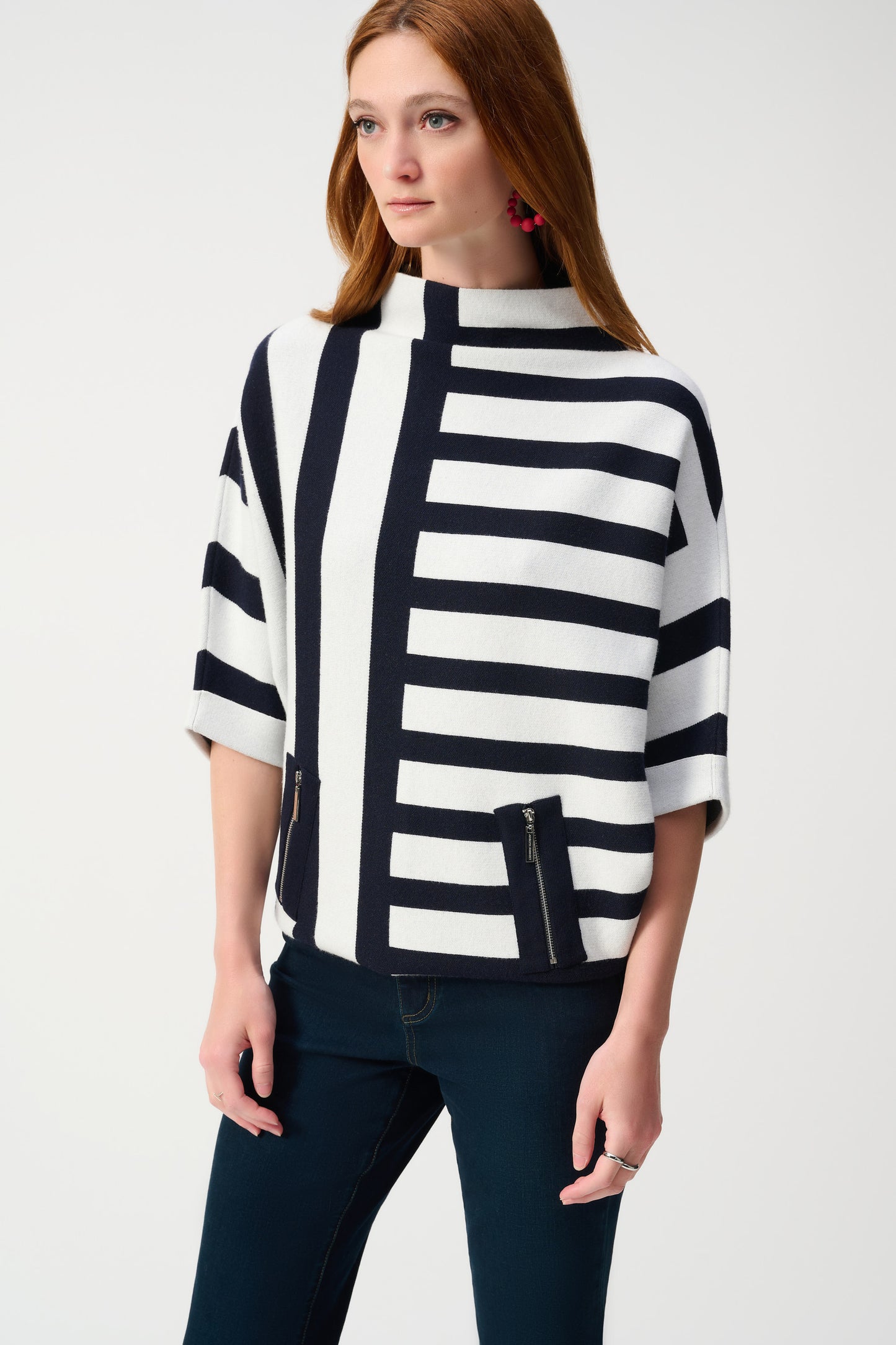 JOSEPH RIBKOFF JACQUARD STRIPE SWEATER KNIT PULLOVER