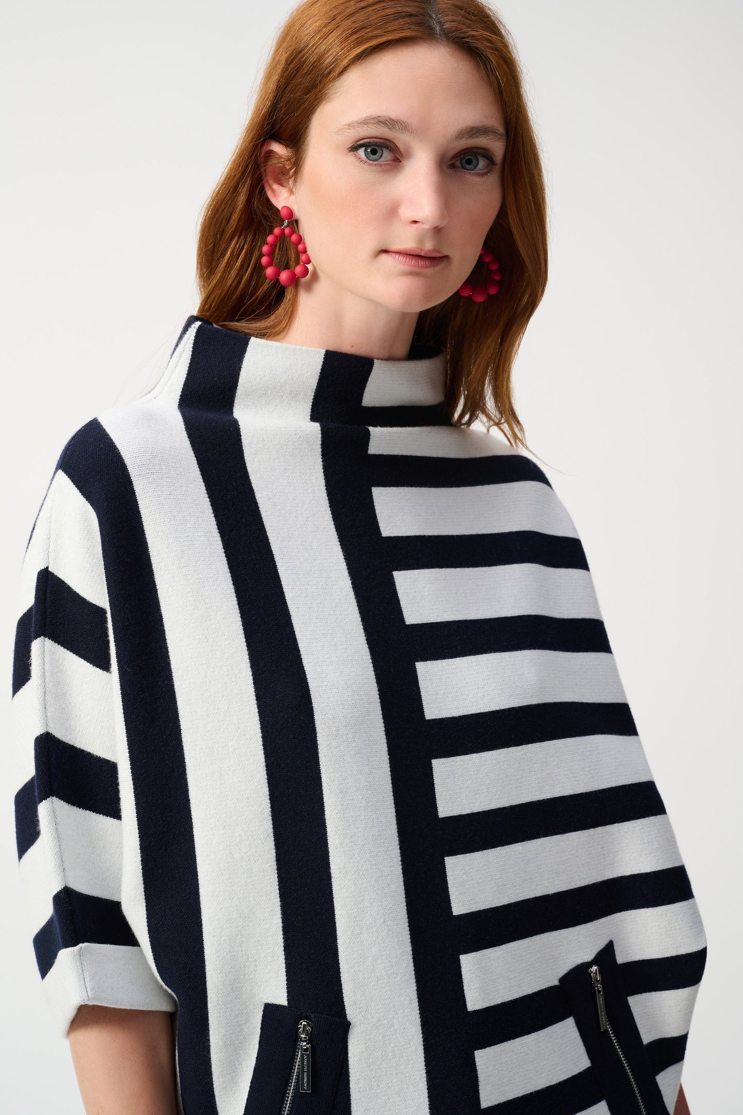 JOSEPH RIBKOFF JACQUARD STRIPE SWEATER KNIT PULLOVER