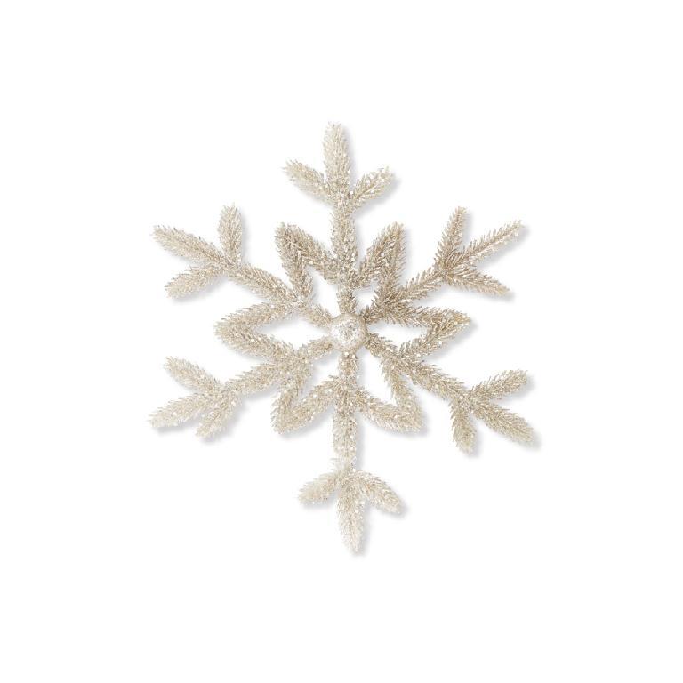 14" PLATINUM GLITTER PINE SNOWFLAKE