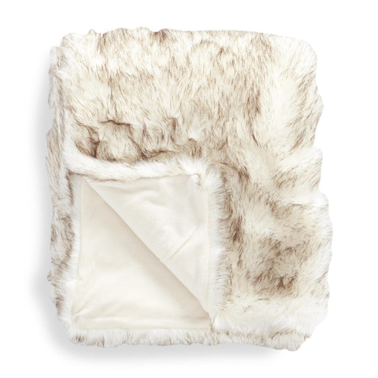 60" BY 48" CREAM FAUX FUR THROW BLANKET