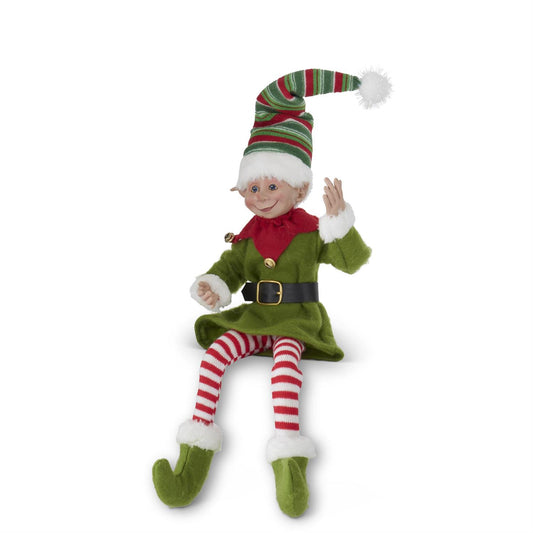 21" RED & LIGHT GREEN POSABLE CHRISTMAS ELF