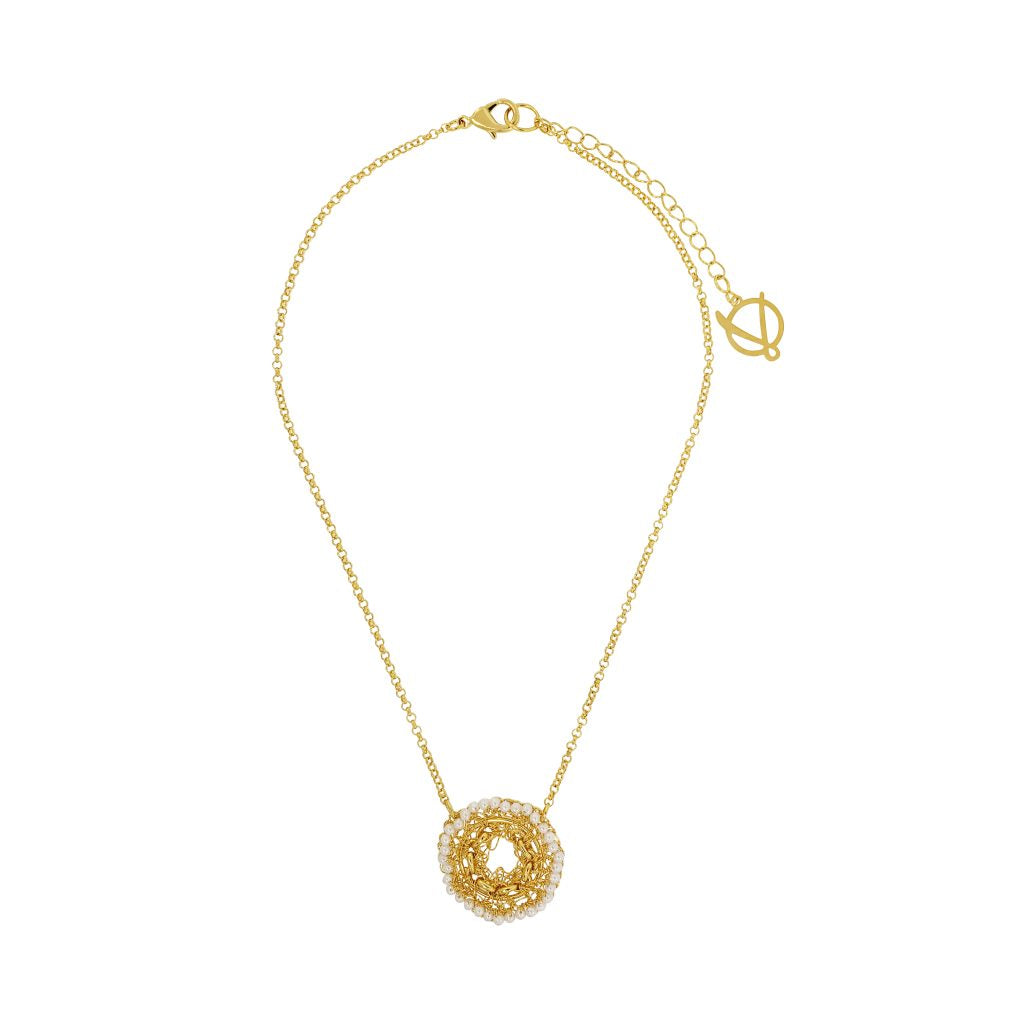 LAVISH PEARL GOLD FLUX HANDMADE CROCHET NECKLACE