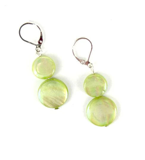 SEA LILY MOTHER-OF-PEARL EARRINGS CHARTREUSE