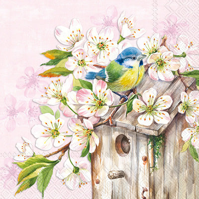 CHERRY BLOSSOM BIRDHOUSE LUNCH NAPKINS