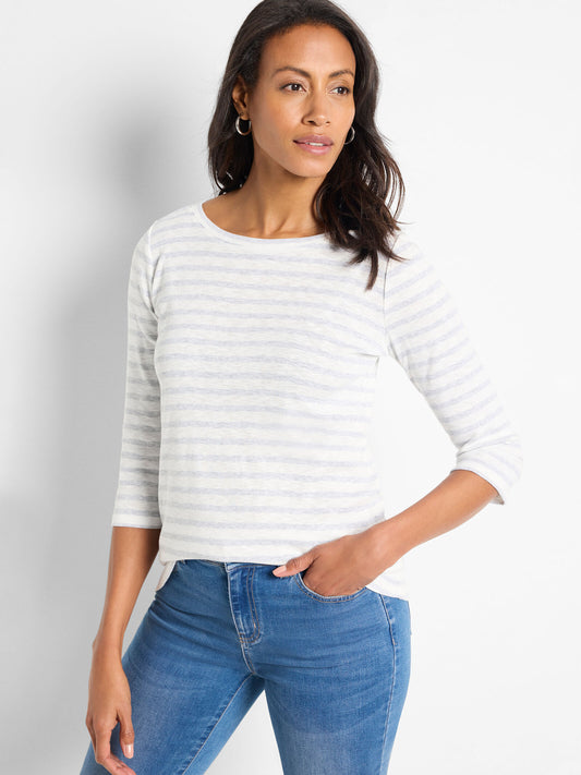 NZT 3/4 SLEEVE STRIPE BOAT TEE