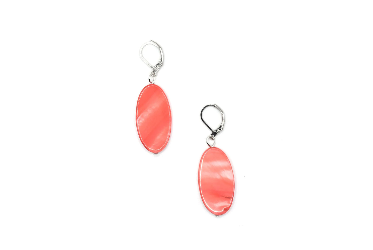 SEA LILY OVAL MOTHER-OF-PEARL CORAL EARRINGS