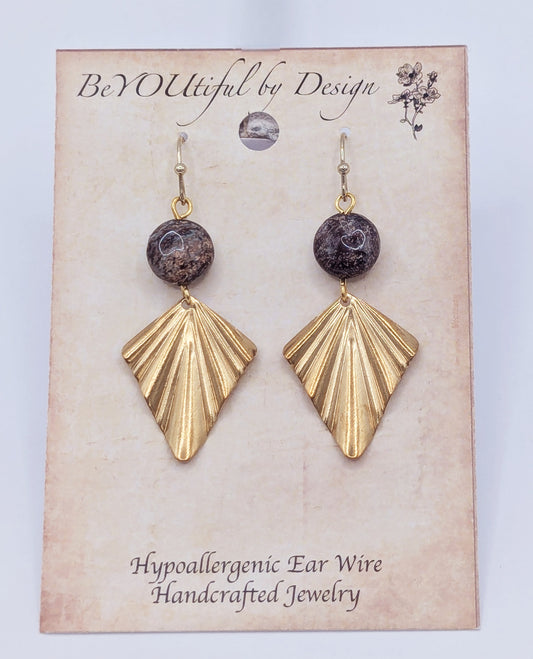 BROWN GOLD LEAF DIAMOND EARRINGS