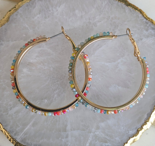 BEADED HOOP EARRINGS