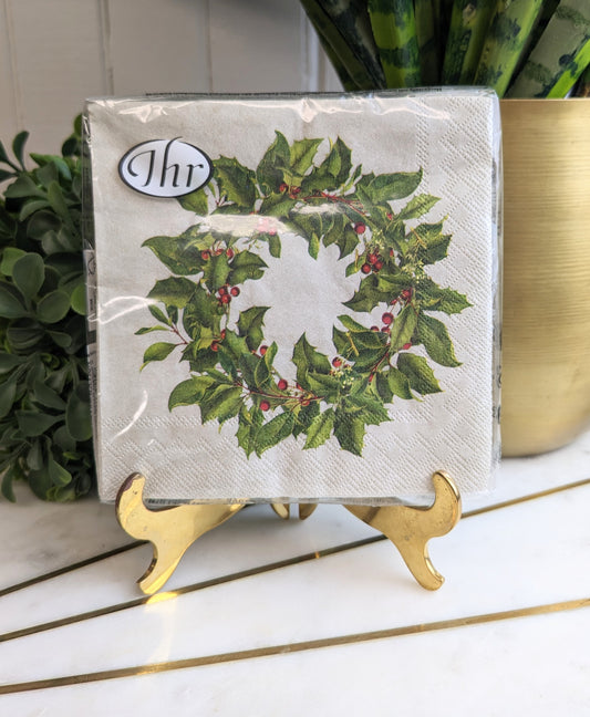 HOLLY WREATH COCKTAIL NAPKINS