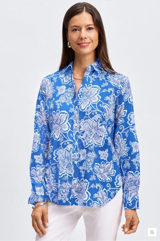 MEGHAN WOODBLOCK FLORAL LONG SLEEVE SHIRT