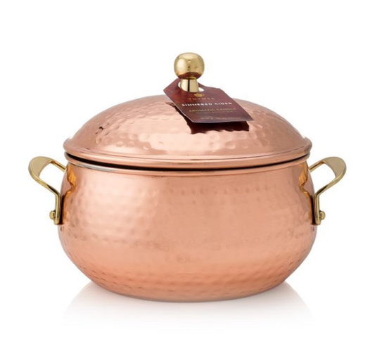 THYMES SIMMERED CIDER POURED CANDLE, COPPER POT 3-WICK