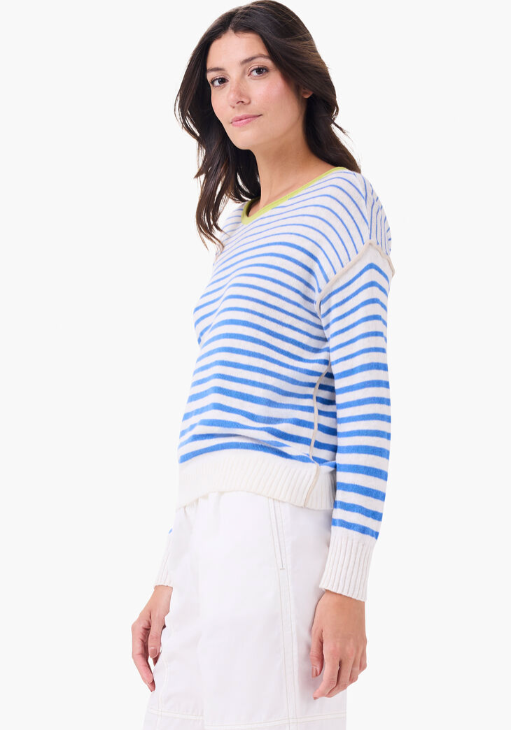 NIC+ZOE STRIPED UP SUPERSOFT SWEATER