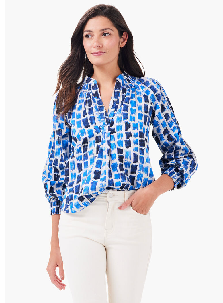 NIC+ZOE BRUSHSTROKE BLUES TOP