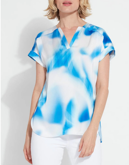 LYSSE CORALINE PRINTED V-NECK TOP