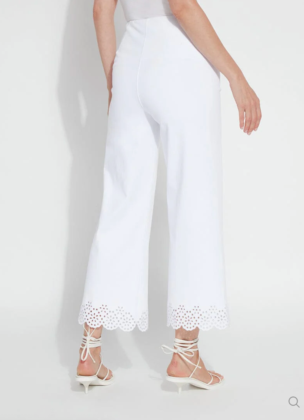 LYSSE EYELET EMBROIDERED WIDE LEG CROP