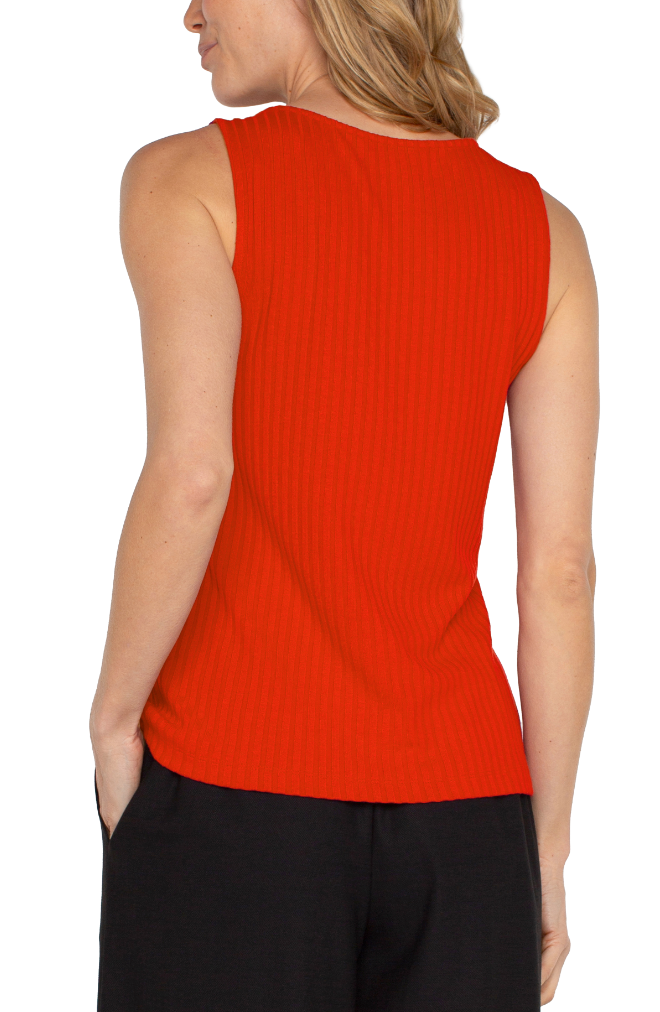 LIVERPOOL SLEEVELESS BOAT NECK RIB KNIT TOP