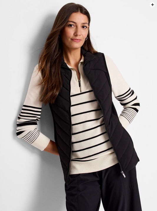 NIC+ZOE QUILTED KNIT TRIM PUFFER VEST