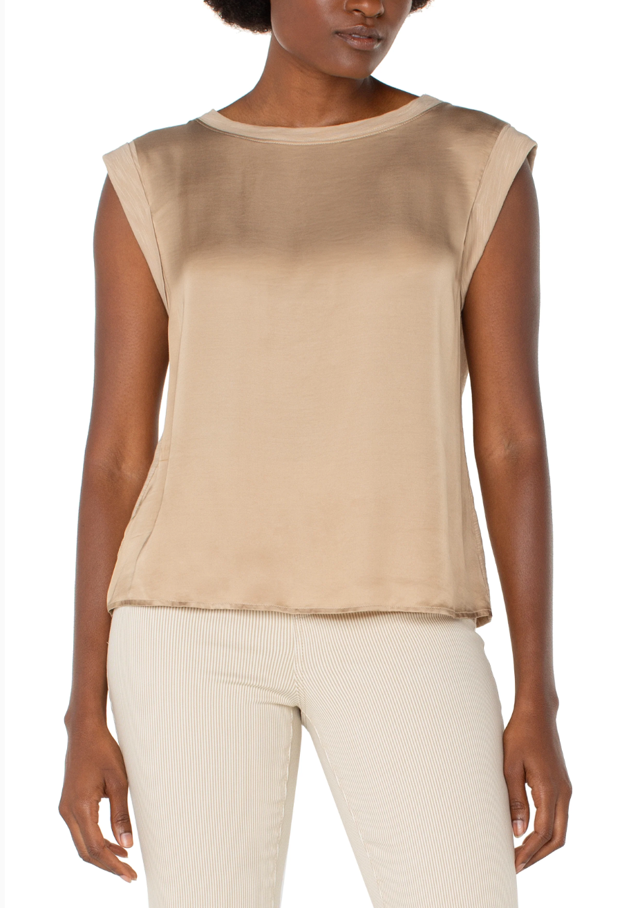 LIVERPOOL SLEEVELESS WOVEN KNIT TOP