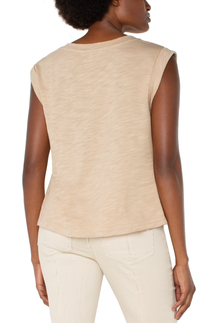 LIVERPOOL SLEEVELESS WOVEN KNIT TOP