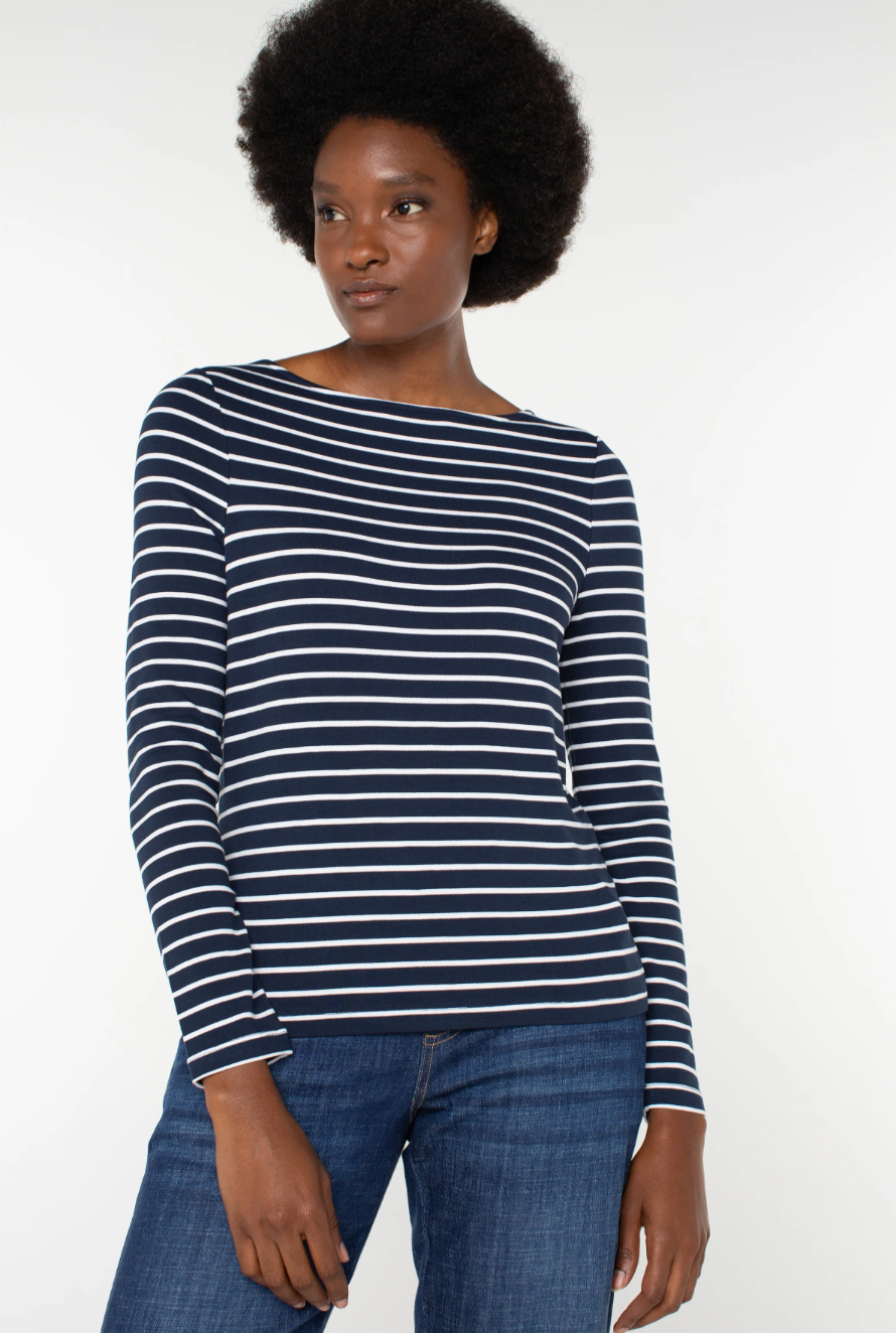 LIVERPOOL LONG SLEEVE BOATNECK KNIT TOP