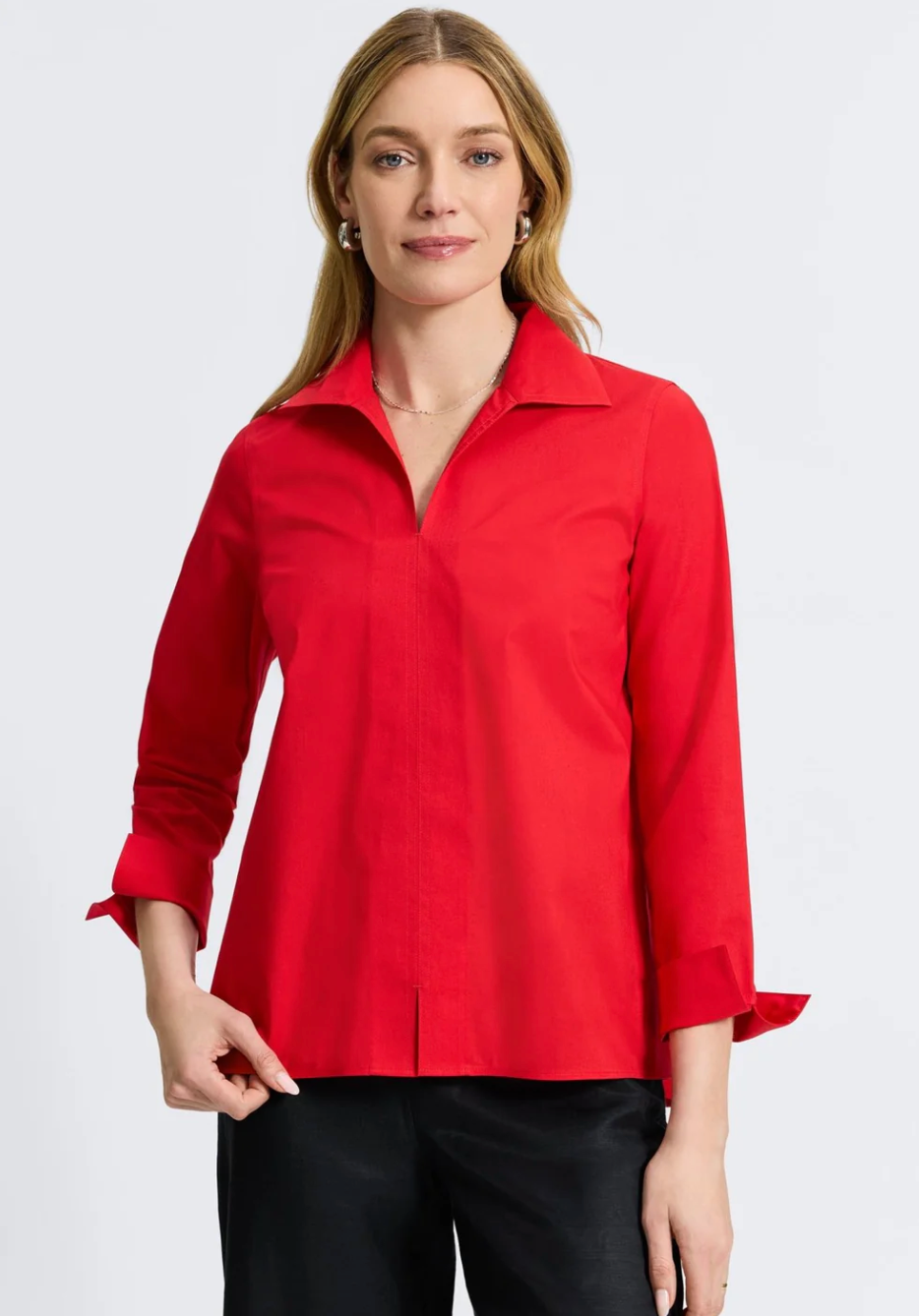 AGNES STRETCH NO IRON POPOVER SHIRT