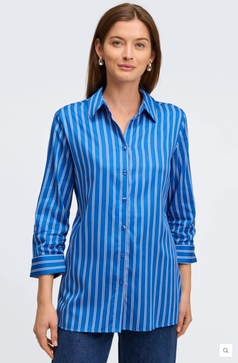 EVELYN NO IRON ROPE STRIPE SHIRT