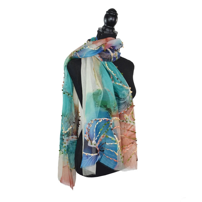 EMILY WATERCOLOR LEAF SCARF