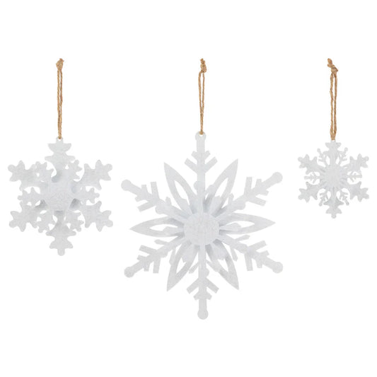 METAL WHITE SPARKLE SNOWFLAKE ORNAMENT