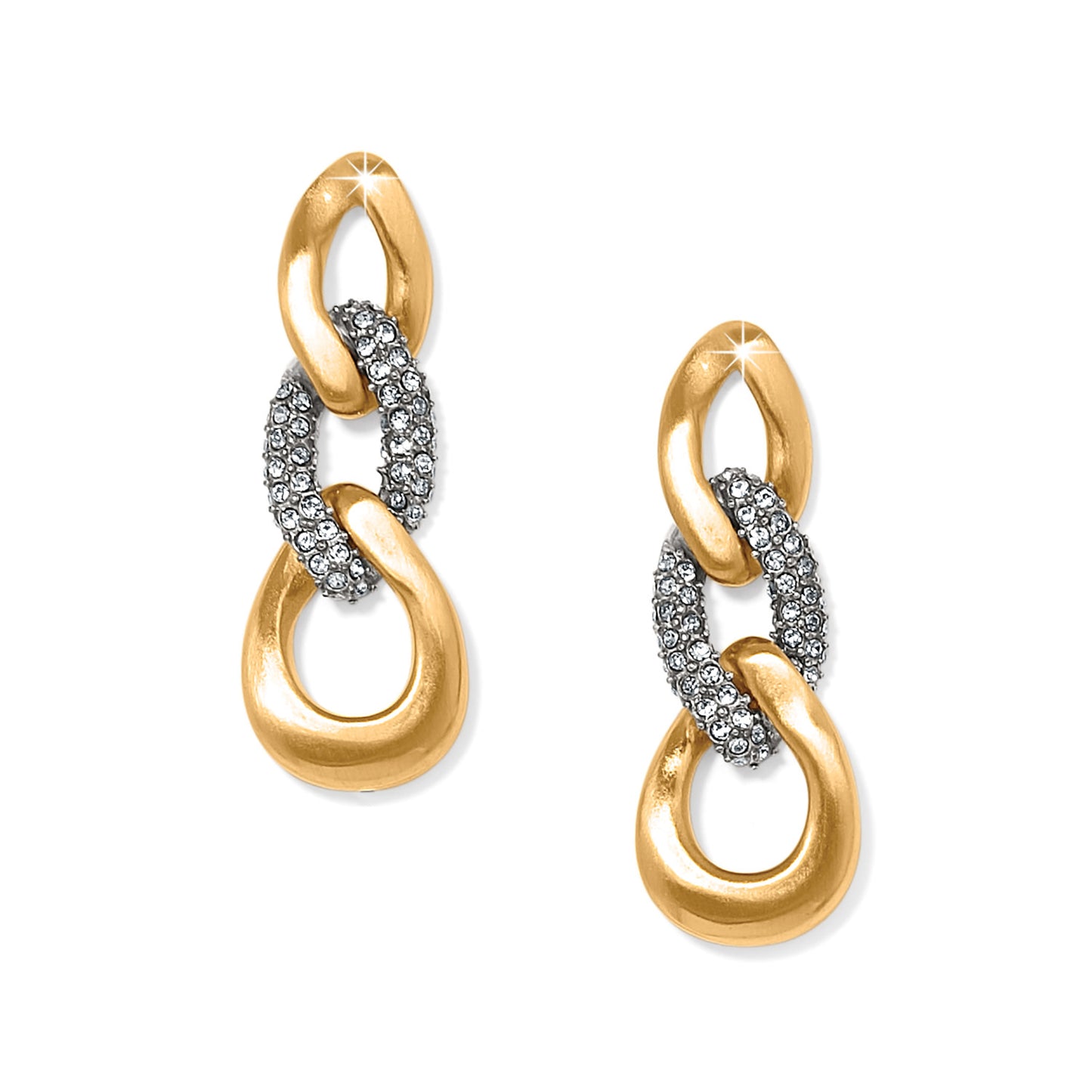 BRIGHTON CLEO PAVE LINK GOLD POST DROP EARRINGS