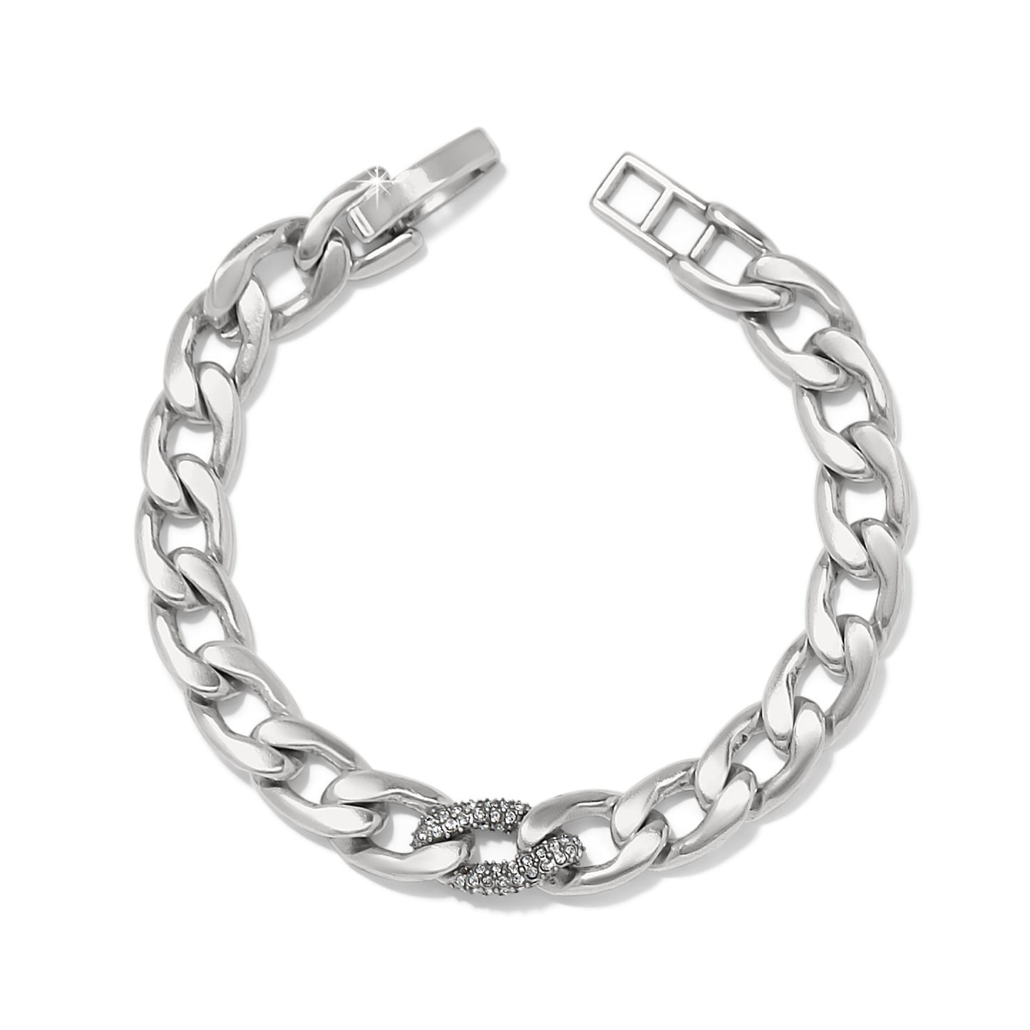 BRIGHTON CLEO PAVE LINK SILVER BRACELET