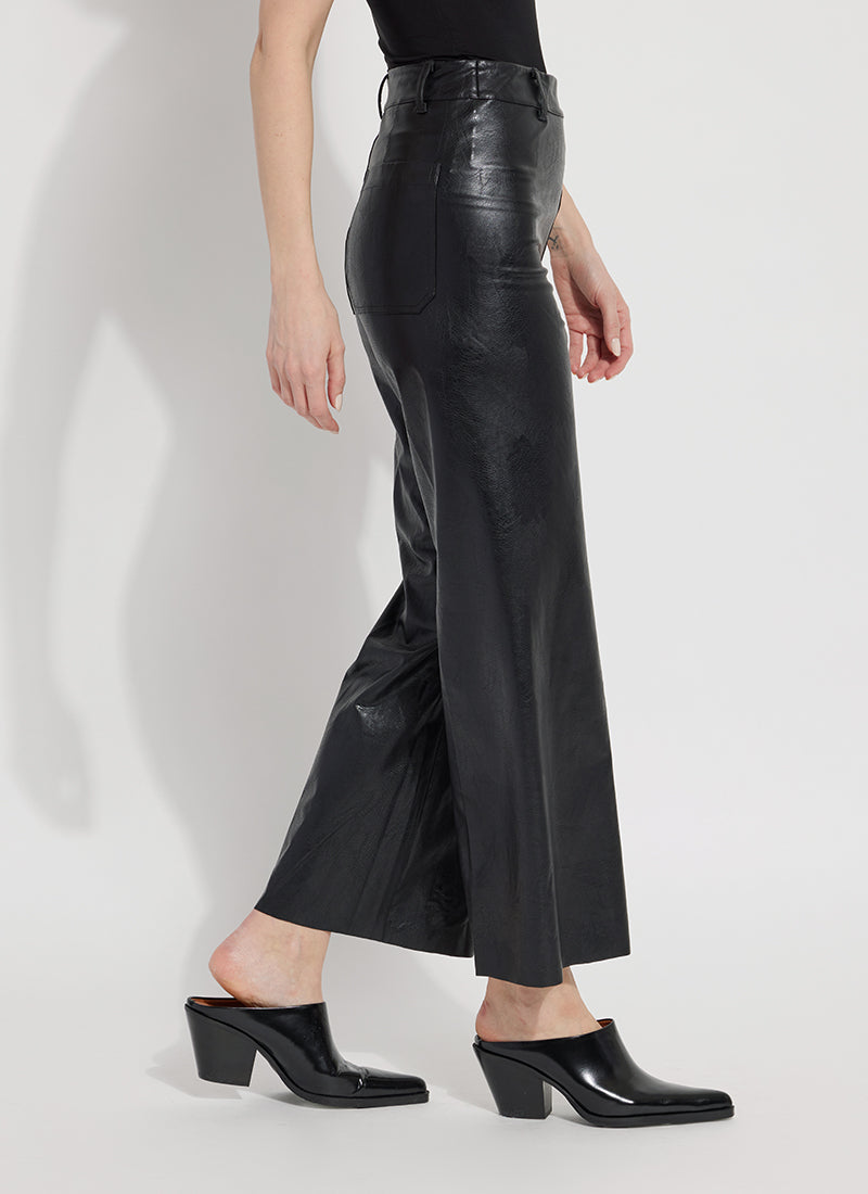 LYSSE HI WAIST VEGAN LEATHER WIDE LEG PANTS