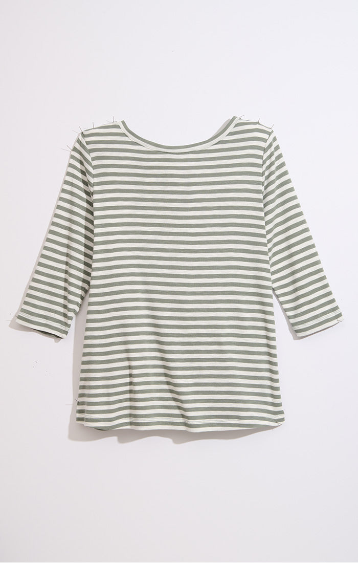 NZT 3/4 SLEEVE STRIPE BOAT TEE