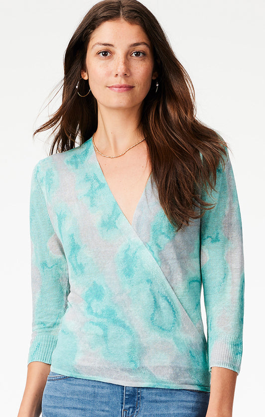 NIC+ZOE WATERCOLOR WAVES 4-WAY CARDIGAN