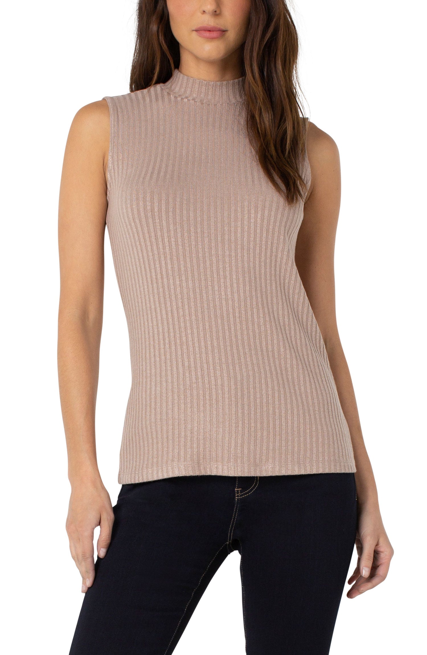 Mock Neck Sleeveless Knit Top