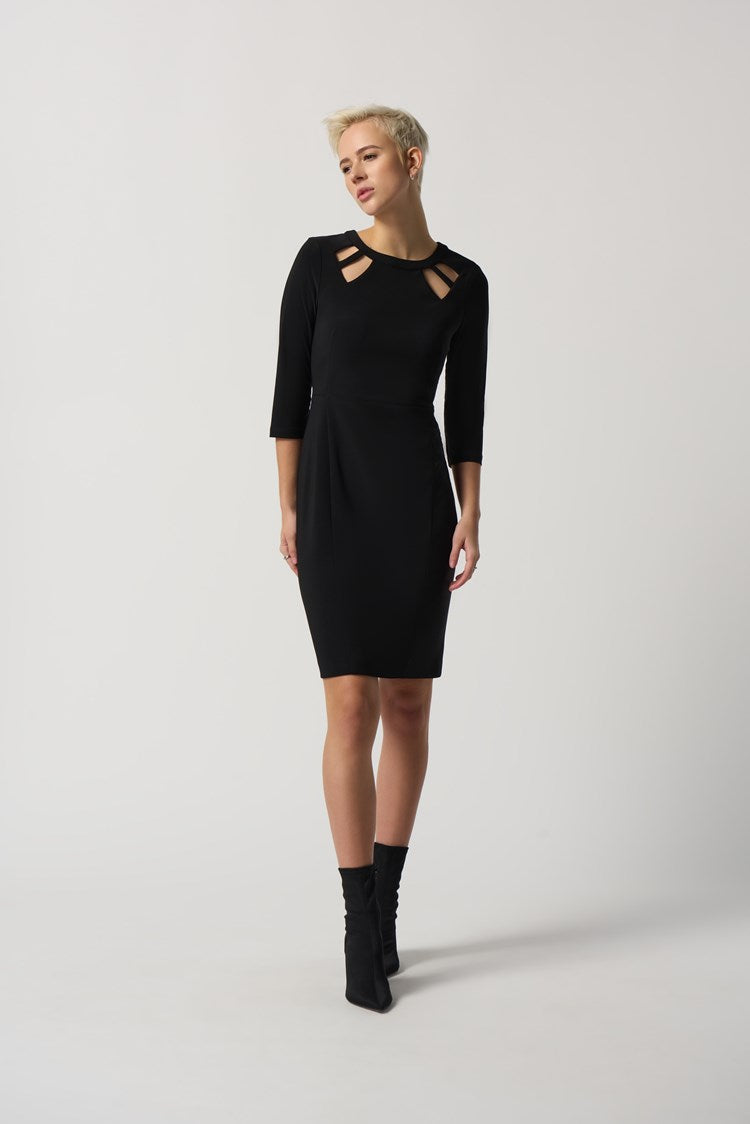 JOSEPH RIBKOFF KEYHOLE NECKLINE SHEATH DRESS