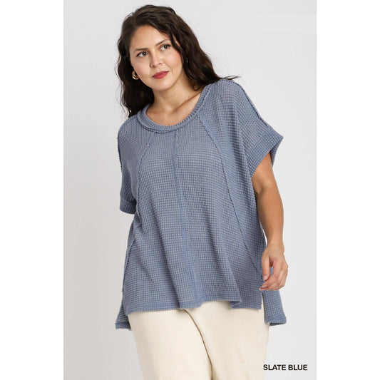 PLUS WAFFLE KNIT BOXY CUT TOP